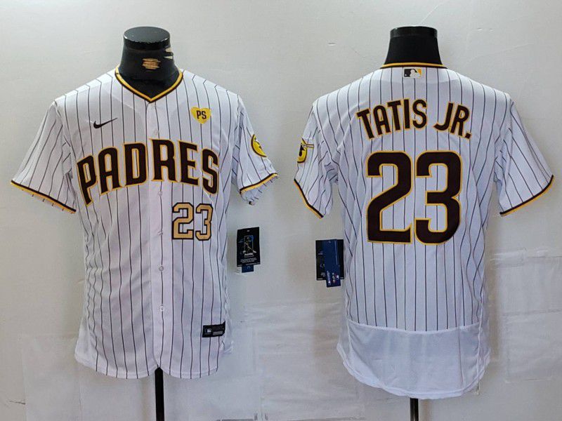 Men San Diego Padres #23 Tatis JR White stripe Elite 2024 Nike MLB Jersey style 2